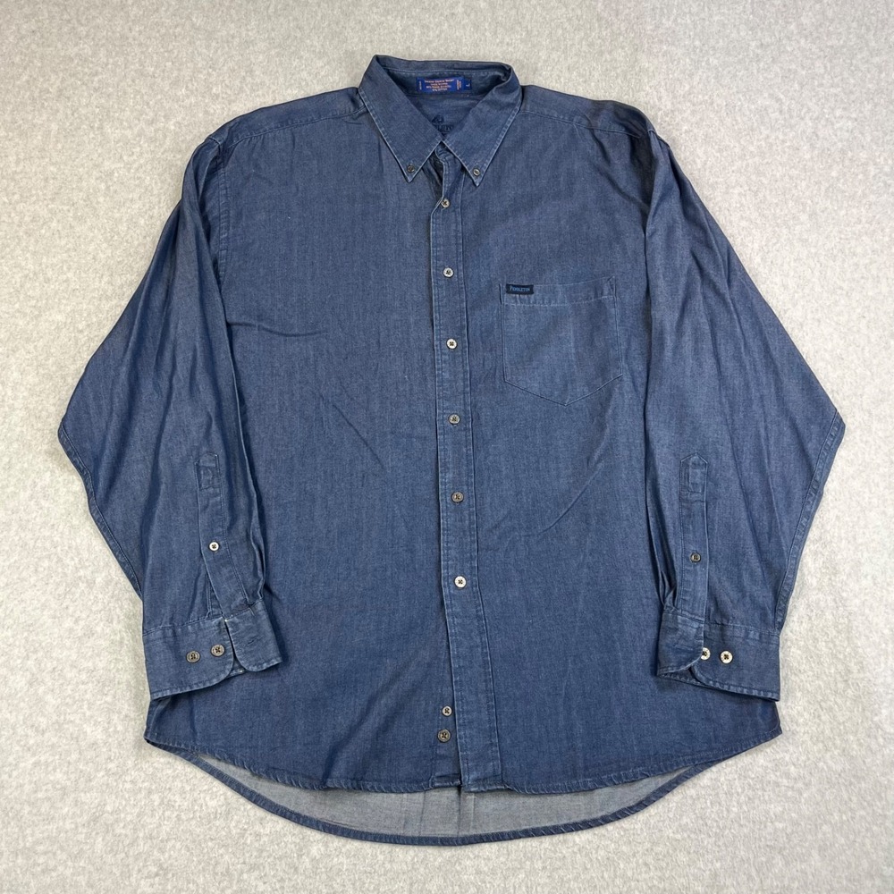 Pendleton Denim Button Down Shirt Mens Large Blue Long Sleeve Workwear Classic